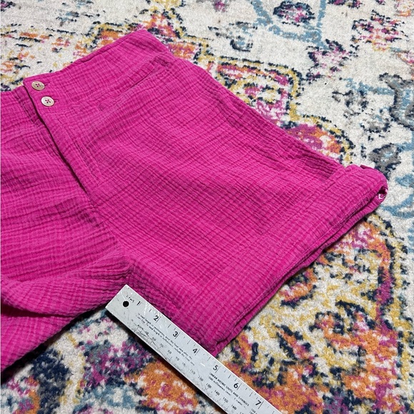 Soft Surrounding | Pink Gauze Cotton Shorts Small High Rise Del Ray Cuff Shorts - Picture 6 of 10